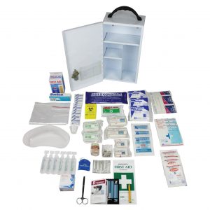 Queensland Low Risk First Aid Kit, Complete Set In Metal Case, for 1-25 people
